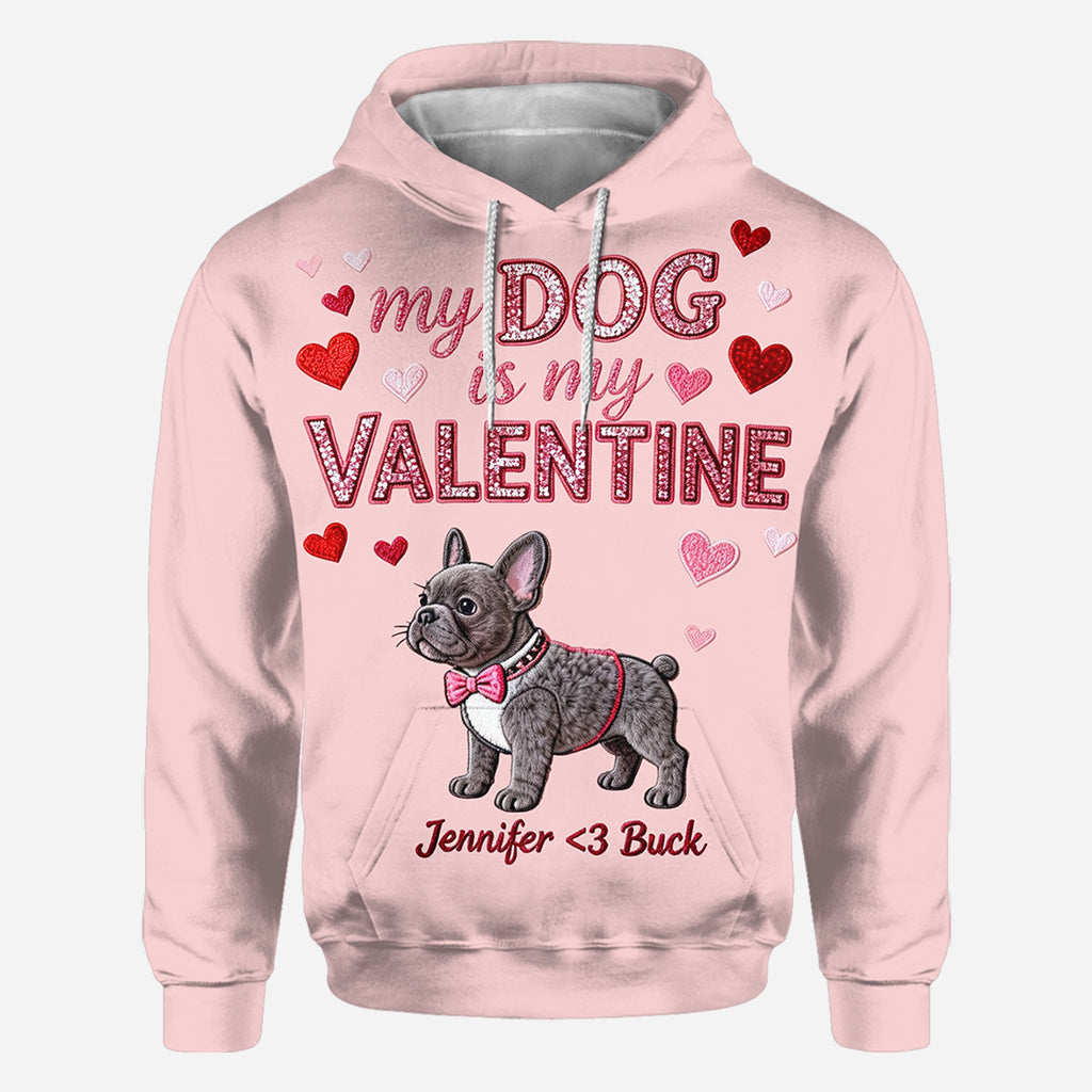 Mon chien est mon Valentin - T-shirt personnalisé avec un chien sur toute la surface