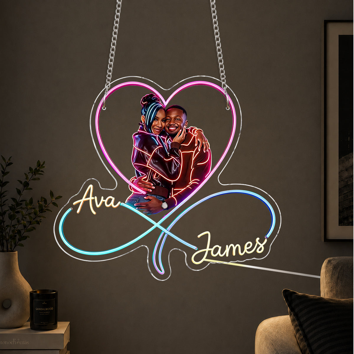 Love You Infinite, Bedroom Decoration - Personalized Couple Neon LED Light Sign