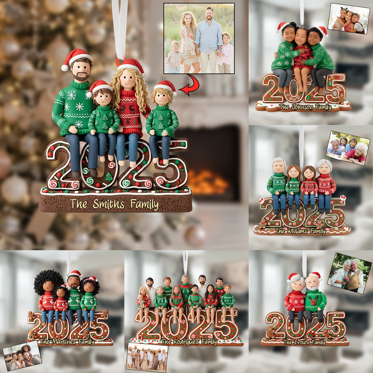 Joyeux Noël à la famille - Ornement familial personnalisé