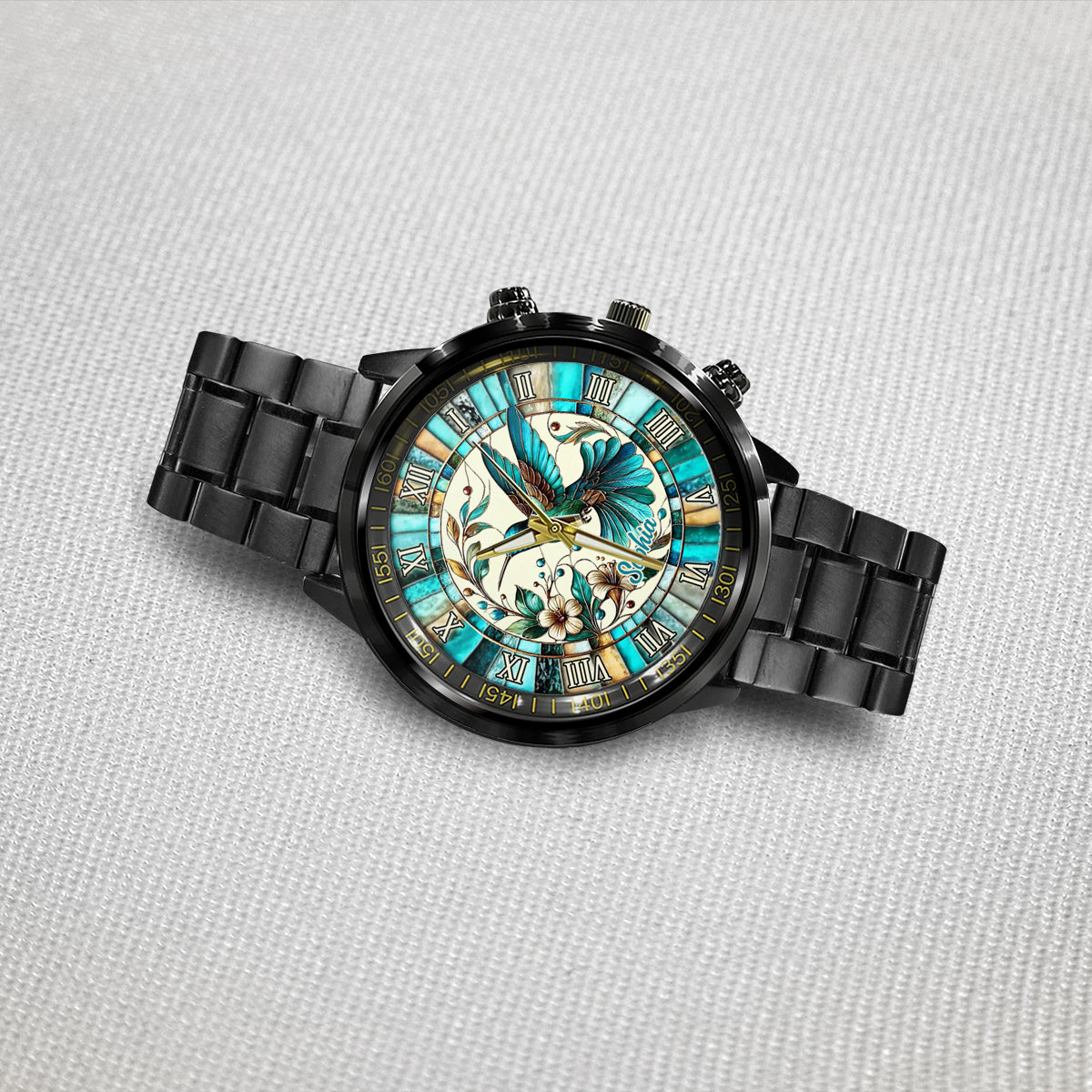 Colibri bleu - Montre-bracelet personnalisée Colibri