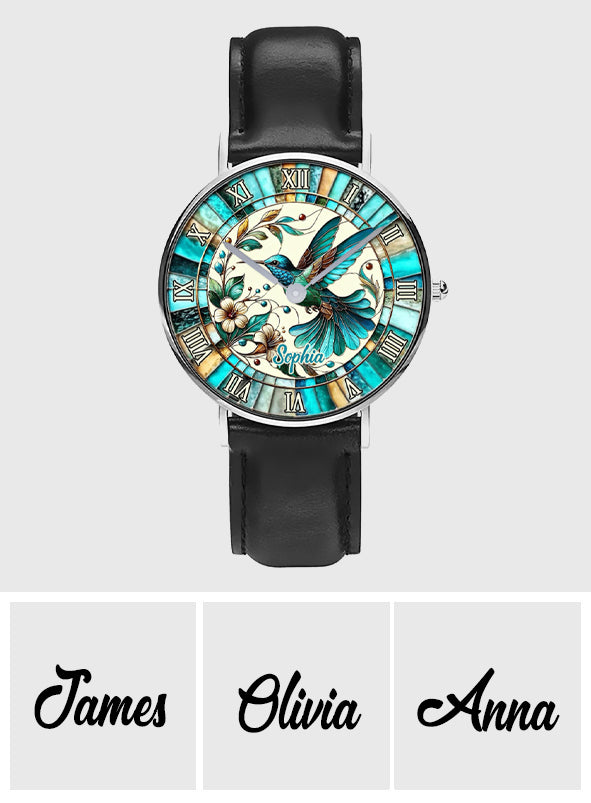 Colibri bleu - Montre-bracelet personnalisée Colibri