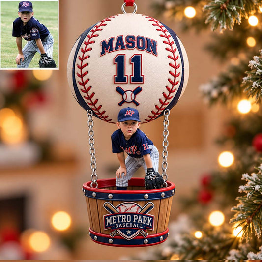 Any Sport Team Photo - Personalized Baseball Ornament With Charm