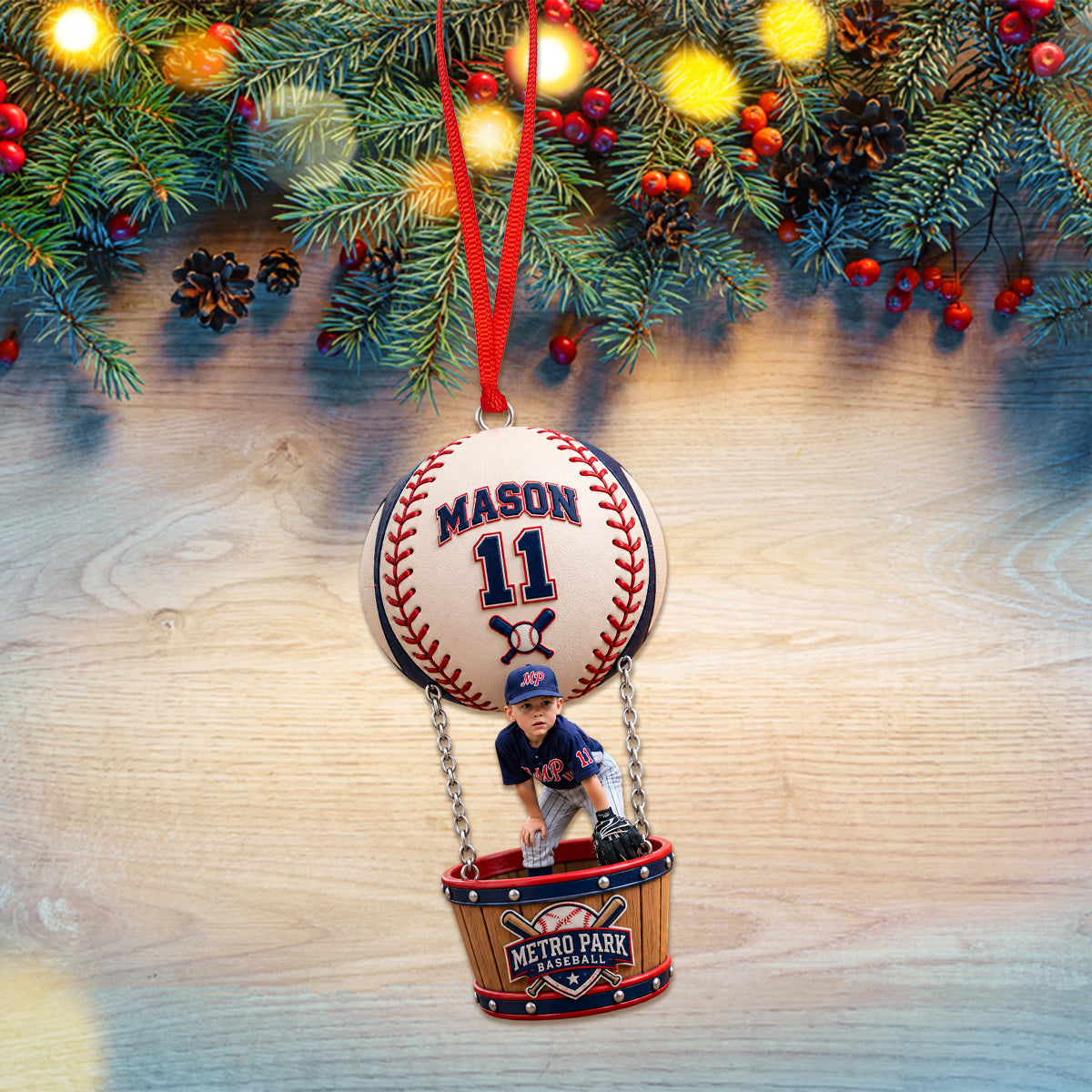 Any Sport Team Photo - Personalized Baseball Ornament With Charm