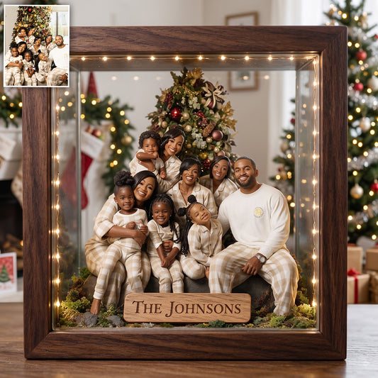 Cadeau de Style Miniature, Personnalisé à Partir de N'importe Quelle Photo - Cadre en Bois LED Personnalisé