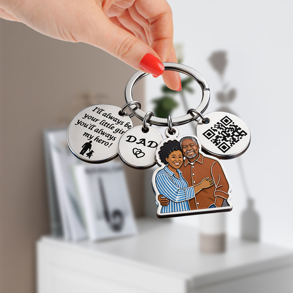 Father Gift Idea - Personalized Father Premium Keychain With Charms