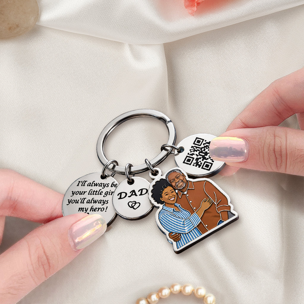 Father Gift Idea - Personalized Father Premium Keychain With Charms