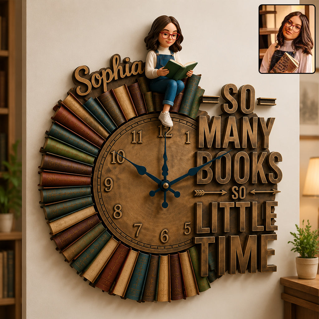 So Many Books So Little Time - Personalized Book Acrylic Wall Clock