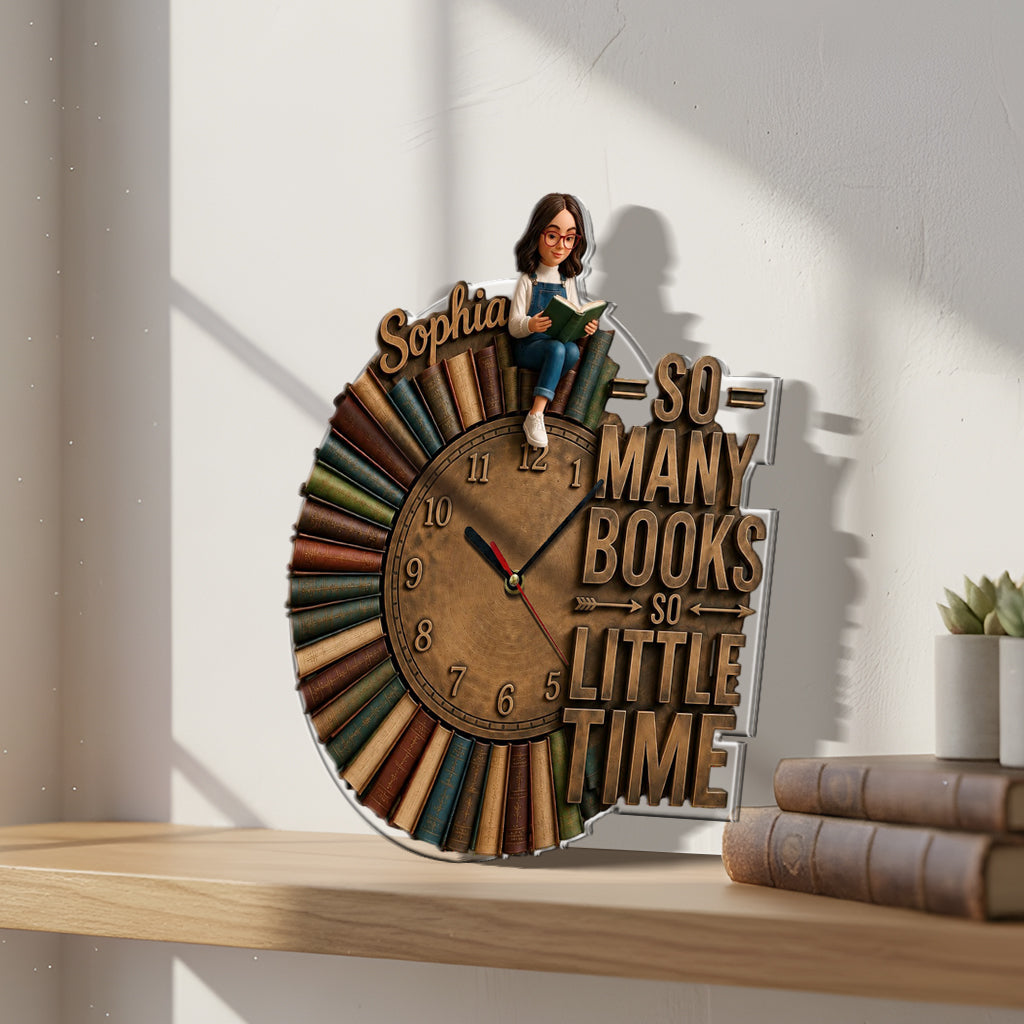 So Many Books So Little Time - Personalized Book Acrylic Wall Clock