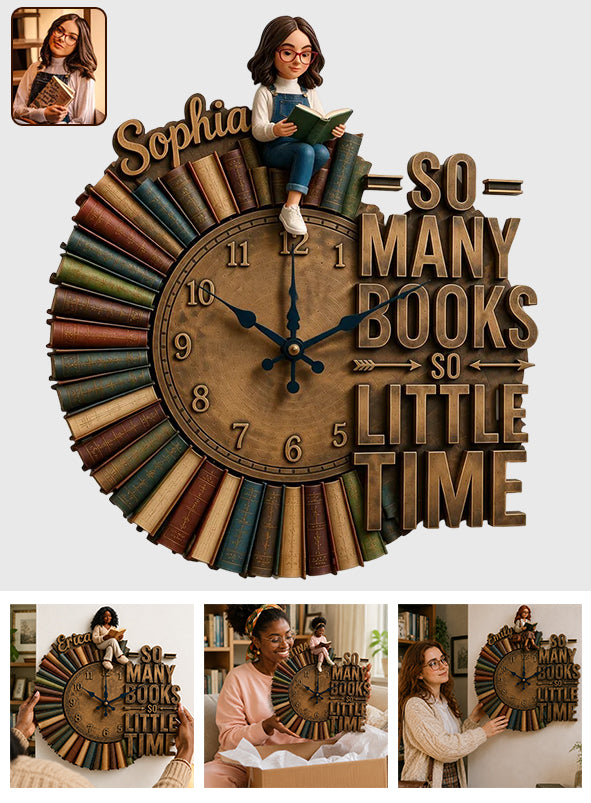 So Many Books So Little Time - Personalized Book Acrylic Wall Clock