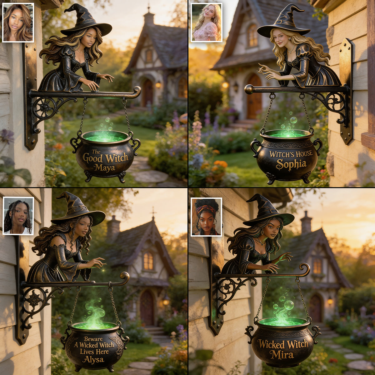 Witch's House - Personalized Witch Wooden Wall Mount Sign
