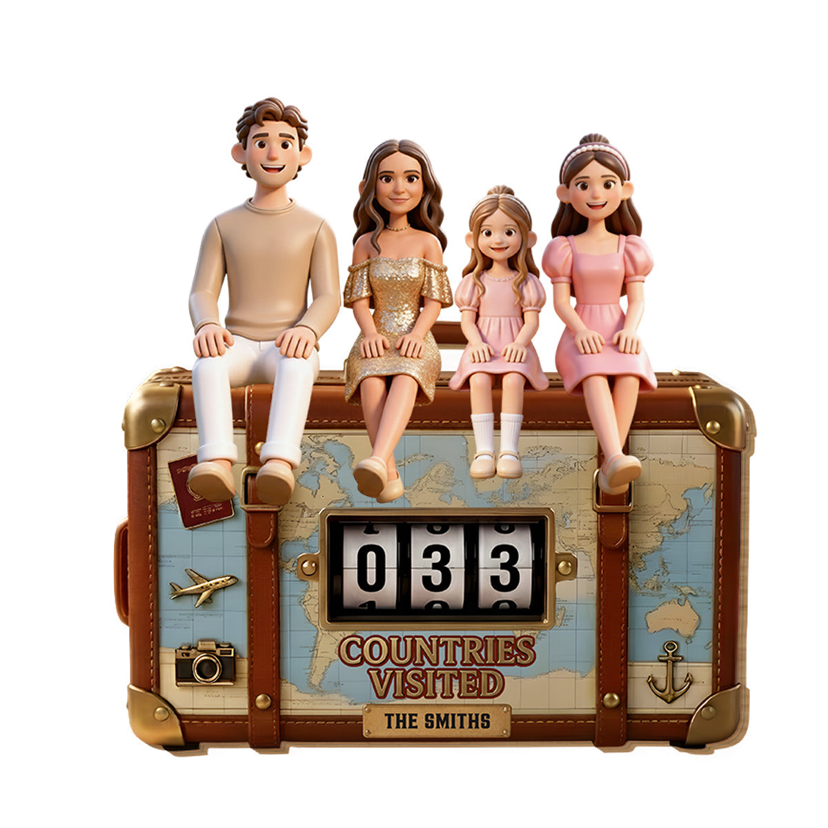 Bereiste Länder – Personalisierte, austauschbare Reiseplakette