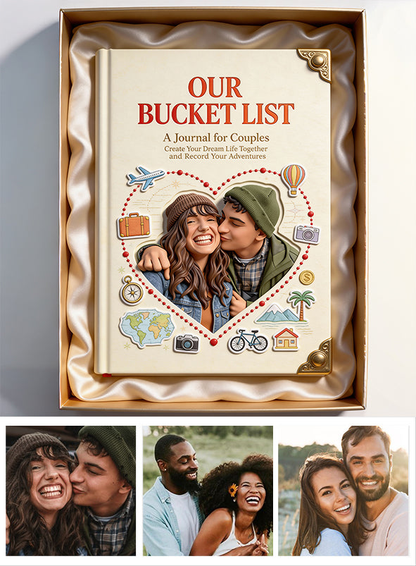 Unsere Bucket List, die Bucket List für Paare – personalisiertes Lederjournal für Paare