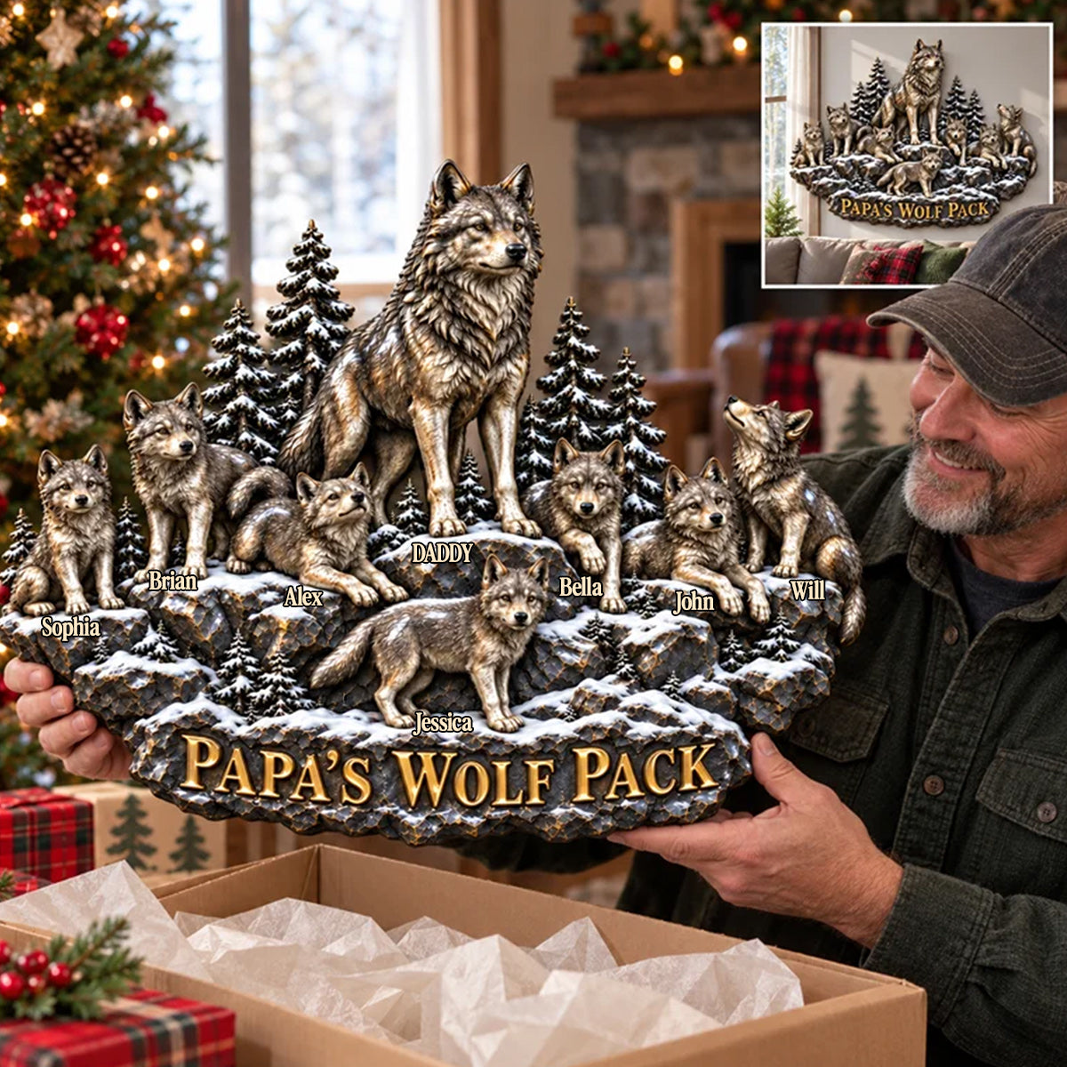 Pack de Loups de Papa - Enseigne en Métal Découpée Personnalisée Imprimée en 3D