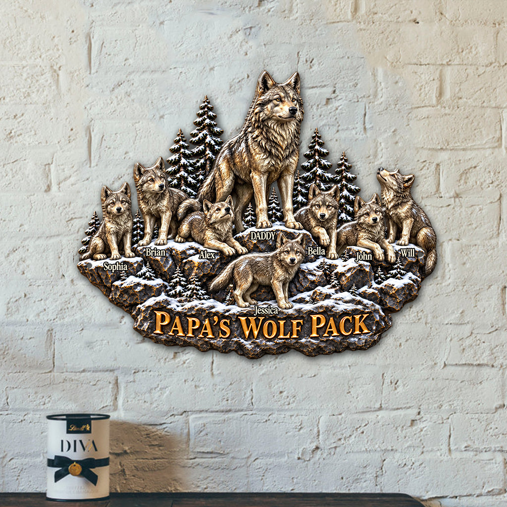 Pack de Loups de Papa - Enseigne en Métal Découpée Personnalisée Imprimée en 3D