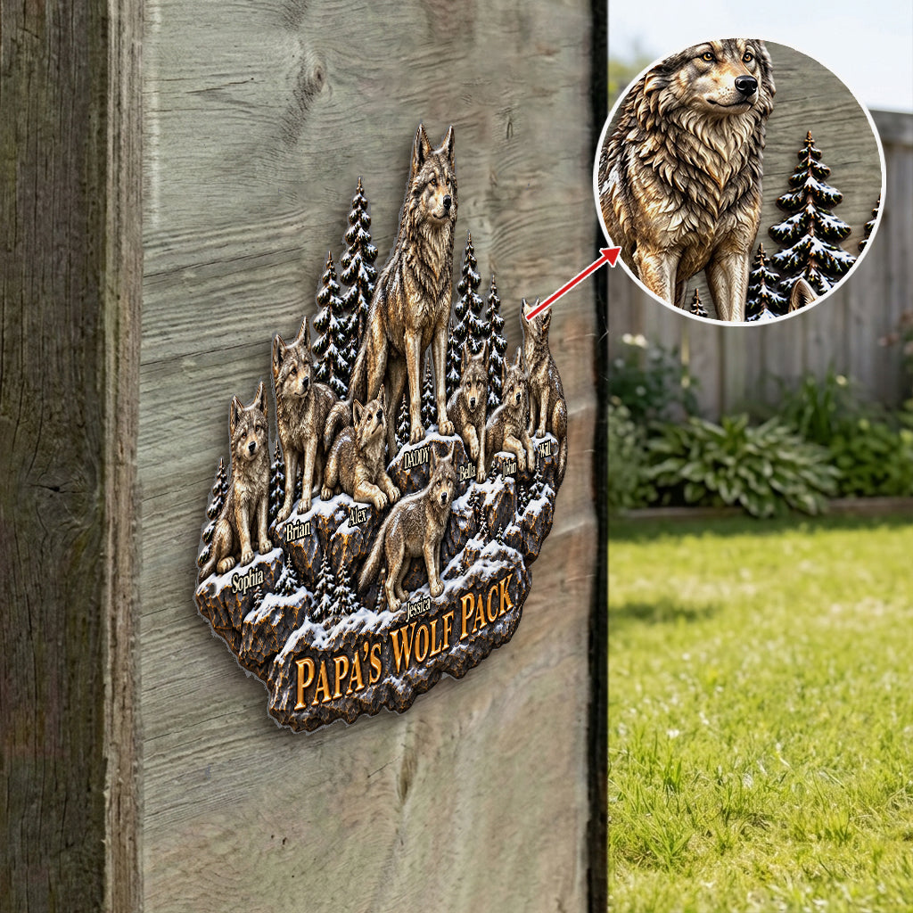 Pack de Loups de Papa - Enseigne en Métal Découpée Personnalisée Imprimée en 3D