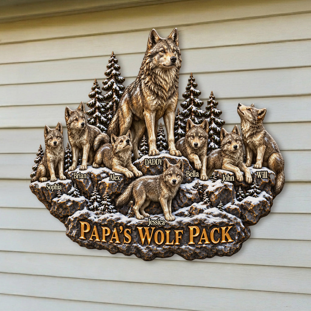 Pack de Loups de Papa - Enseigne en Métal Découpée Personnalisée Imprimée en 3D
