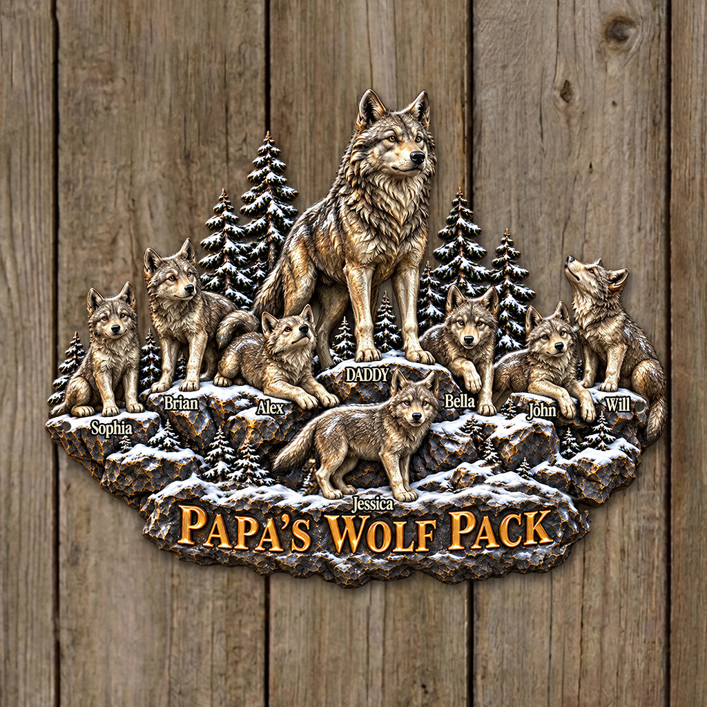 Pack de Loups de Papa - Enseigne en Métal Découpée Personnalisée Imprimée en 3D