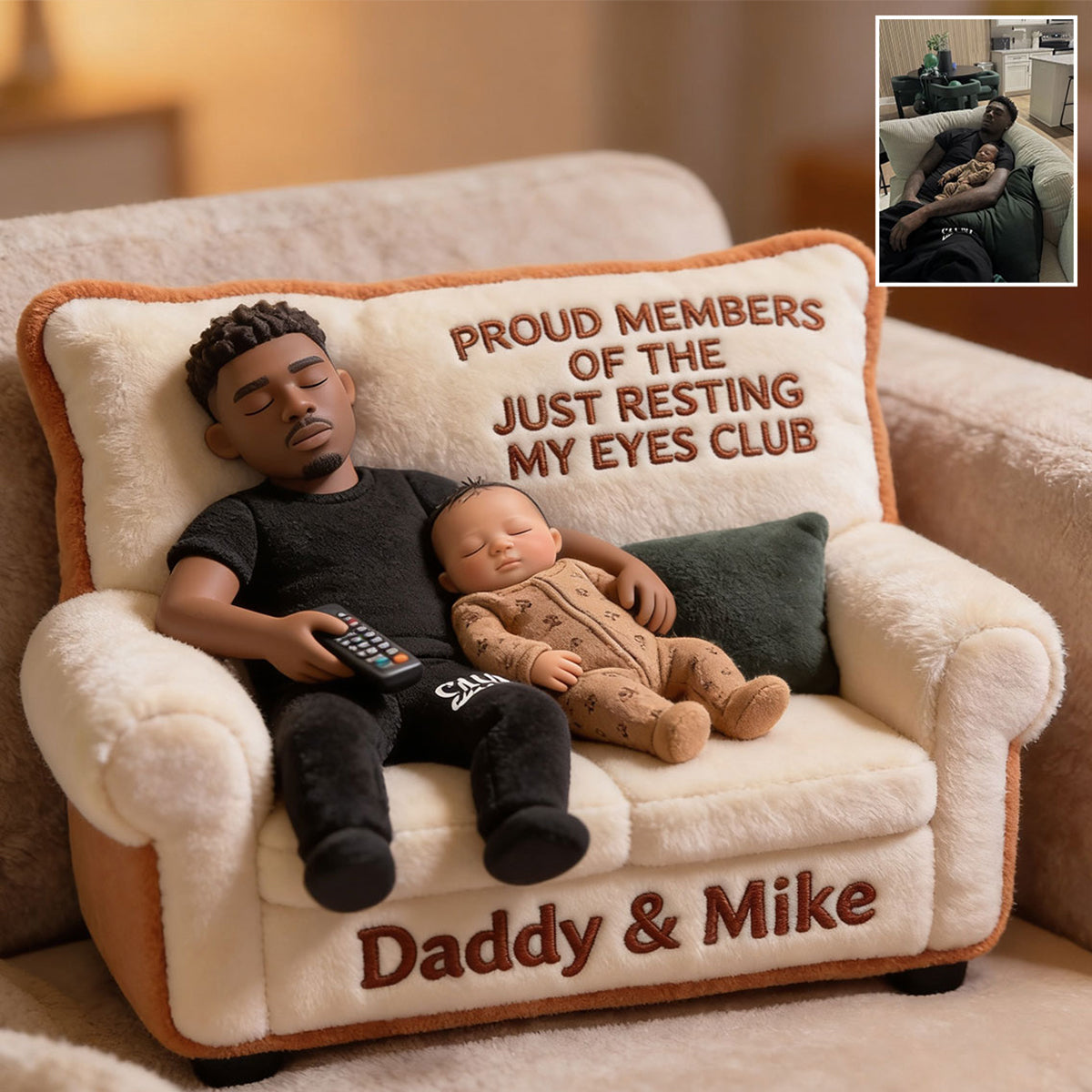 Lustiges Geschenk für Papa, Vatertagsgeschenk - Personalisierte Premium Kunstfell-Kissen