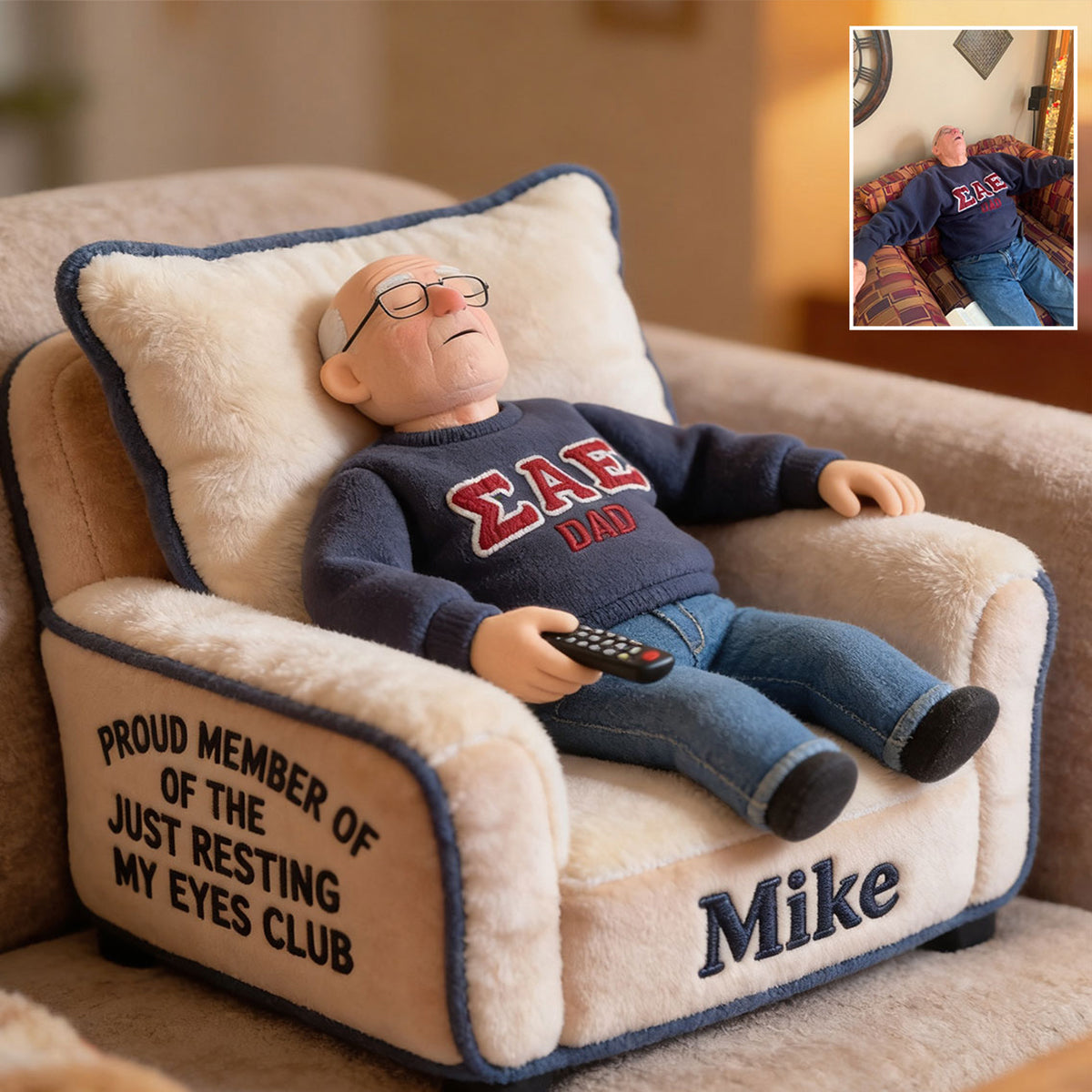 Lustiges Geschenk für Papa, Vatertagsgeschenk - Personalisierte Premium Kunstfell-Kissen