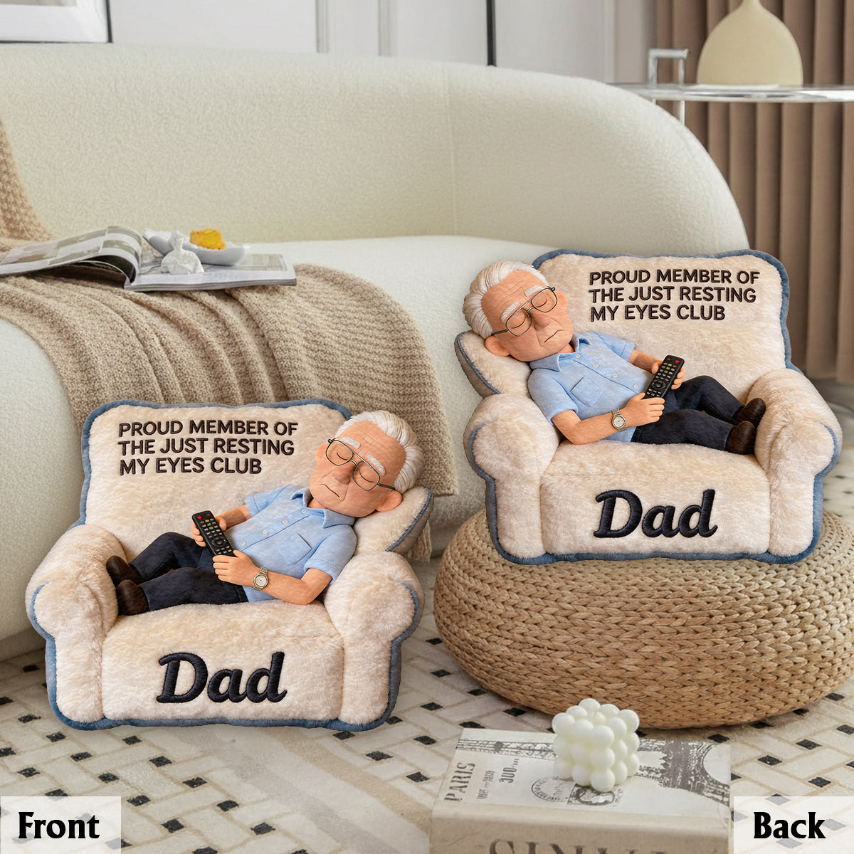 Lustiges Geschenk für Papa, Vatertagsgeschenk - Personalisierte Premium Kunstfell-Kissen