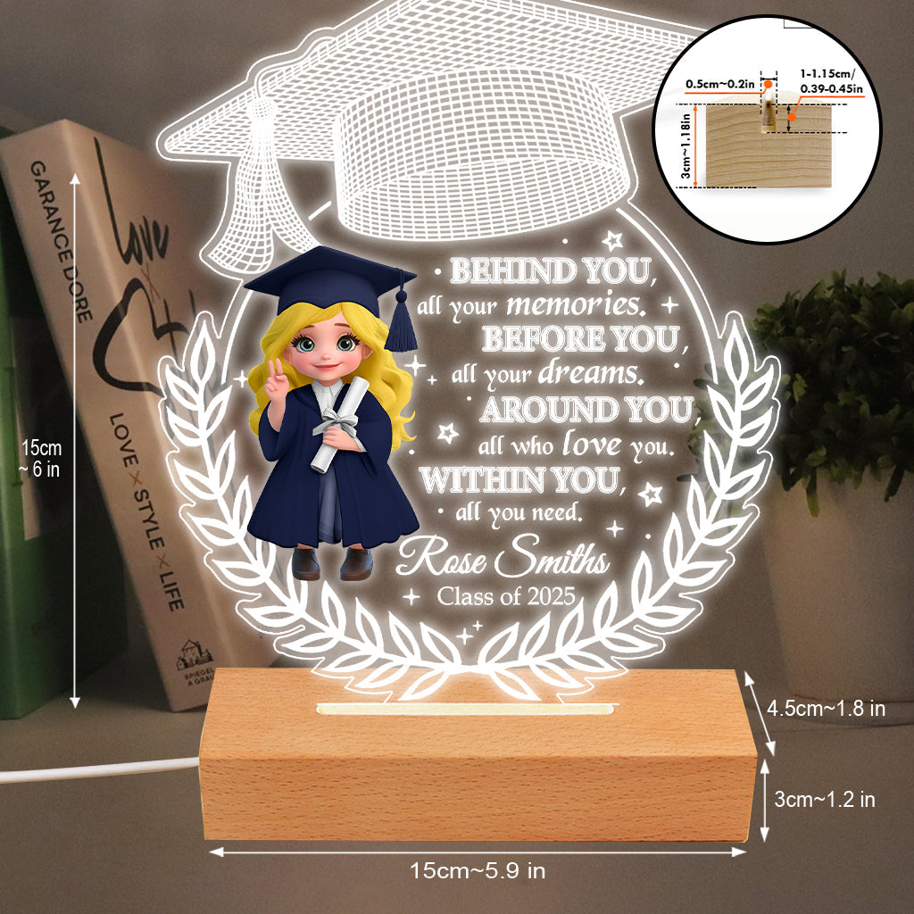 We Proud Of You - Personalized Graduation Shaped Plaque Light Base