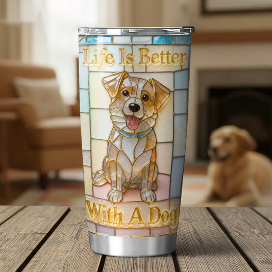 Das Leben ist schöner mit einem Hund – personalisierter Hunde-Trinkbecher