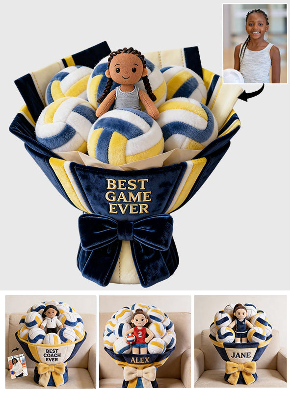 Love Volleyball Plush Bouquet - Personalized Volleyball Premium Faux Fur Pillow