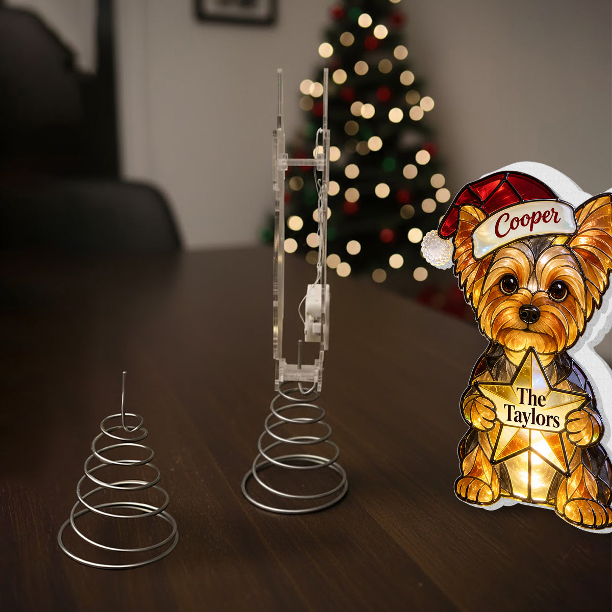 Merry Christmas - Personalized Dog LED Light Tree Topper