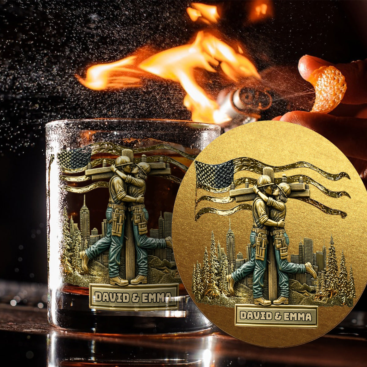 Verre à whisky personnalisé « Lineman & Linewoman Legacy Glass » - Verre à whisky commémoratif pour électriciens et électriciennes