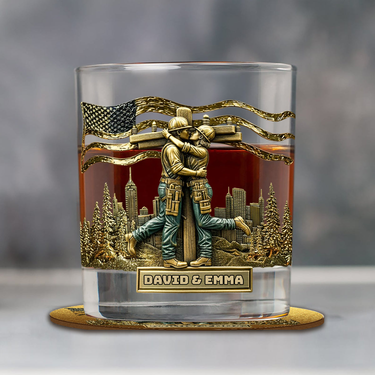 Verre à whisky personnalisé « Lineman & Linewoman Legacy Glass » - Verre à whisky commémoratif pour électriciens et électriciennes