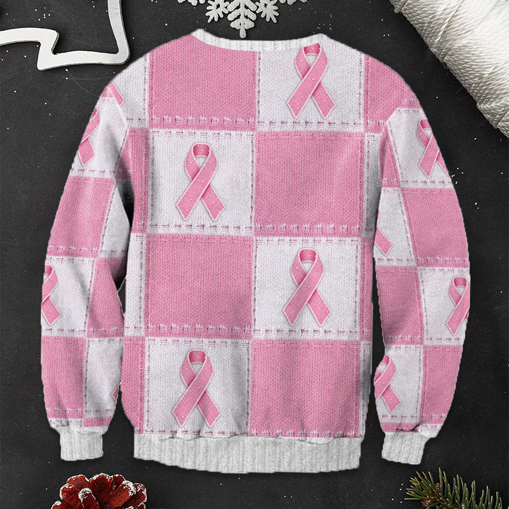 Brustkrebs-Aufklärung mit rosa Schleife – Personalisierter hässlicher Pullover zur Brustkrebs-Aufklärung