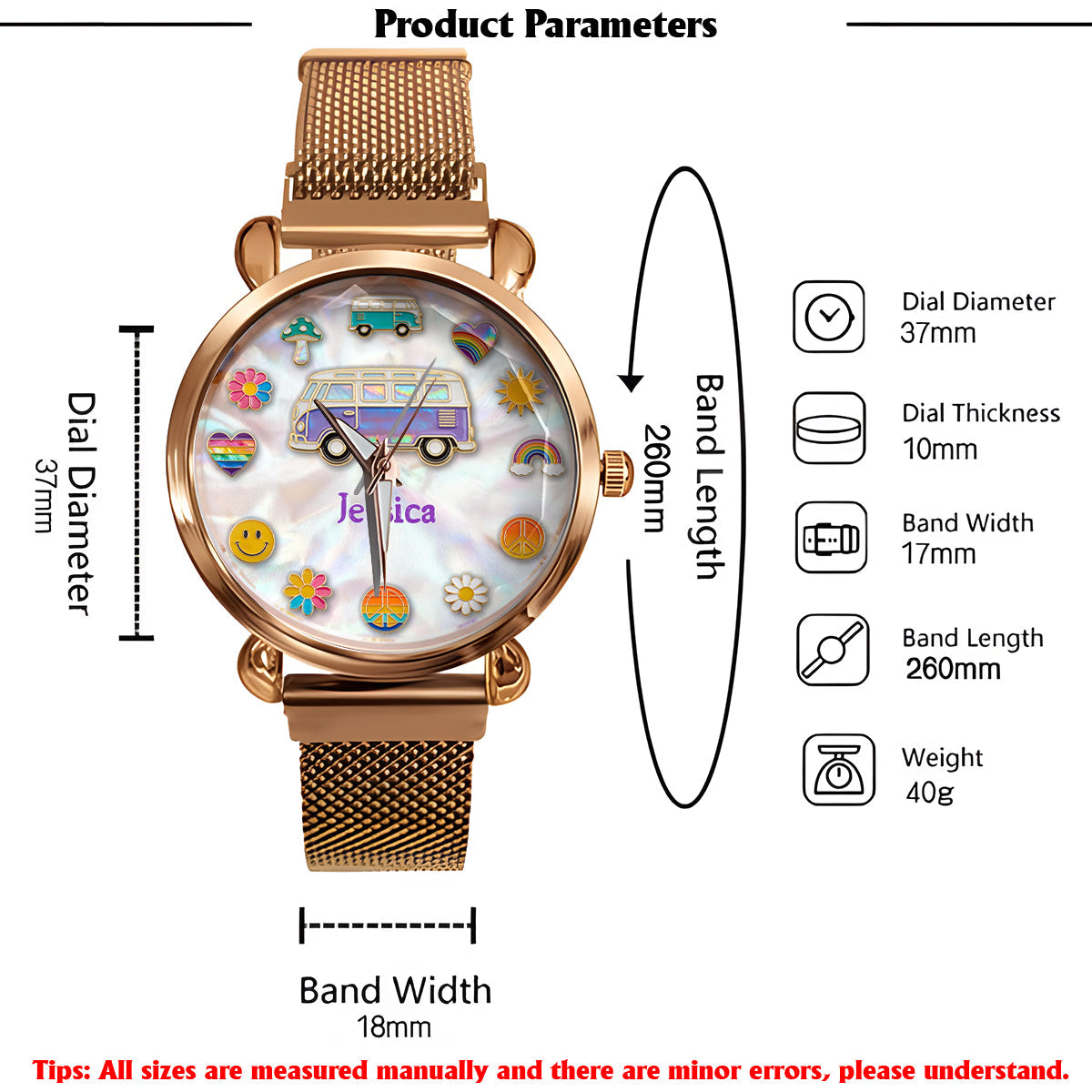 Hippie Souls - Montre-bracelet personnalisée pour femme hippie