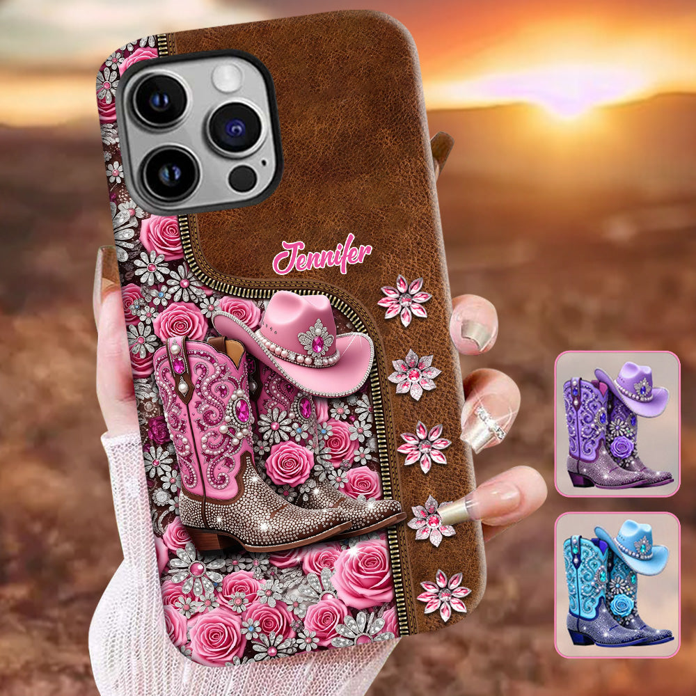 Wunderschöne Cowboystiefel - Personalisierte Handyhülle mit Cowgirl-Vollprint