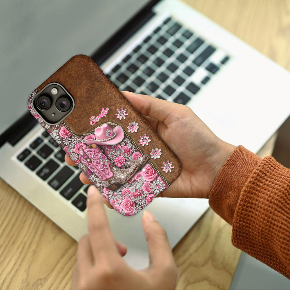 Wunderschöne Cowboystiefel - Personalisierte Handyhülle mit Cowgirl-Vollprint