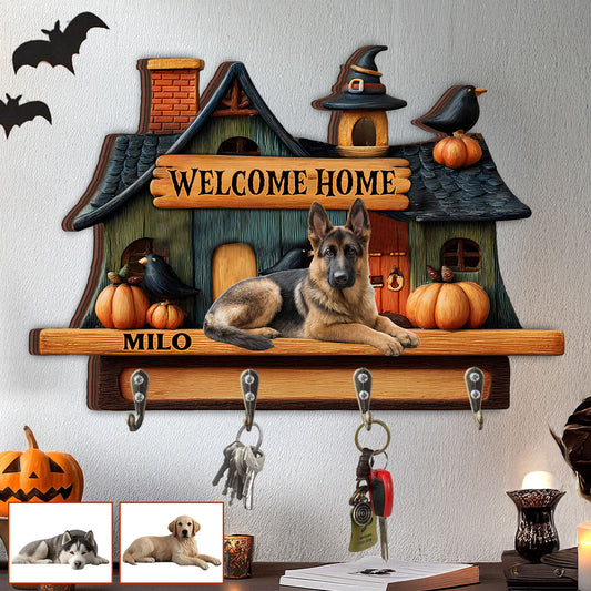 Bienvenue à la maison ! Support suspendu personnalisé pour chien.