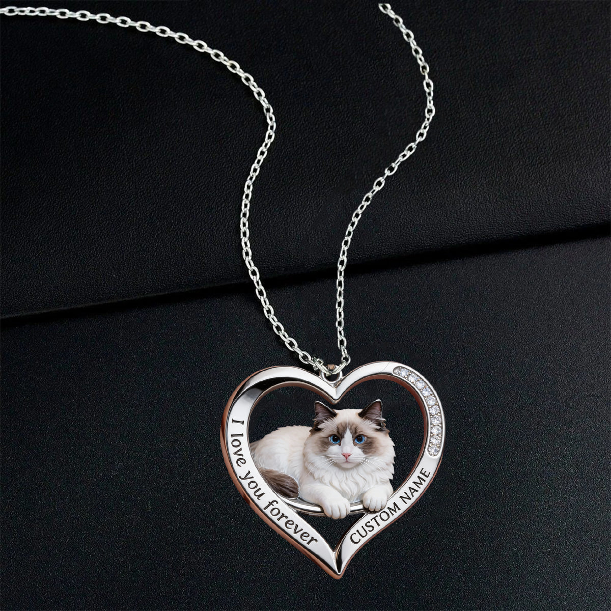 Collier pendentif en métal personnalisé en forme de chat, réalisé à partir de n'importe quelle photo
