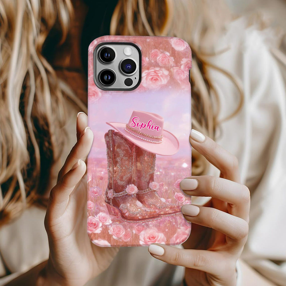 Floral Cowgirl - Personalized Cowgirl Full Print Phone Case & Phone Grip
