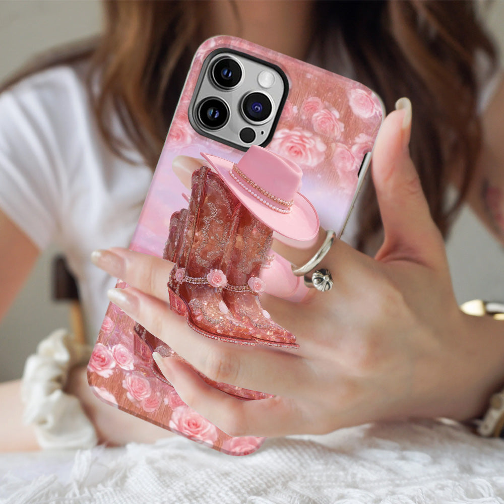 Floral Cowgirl - Personalized Cowgirl Full Print Phone Case & Phone Grip