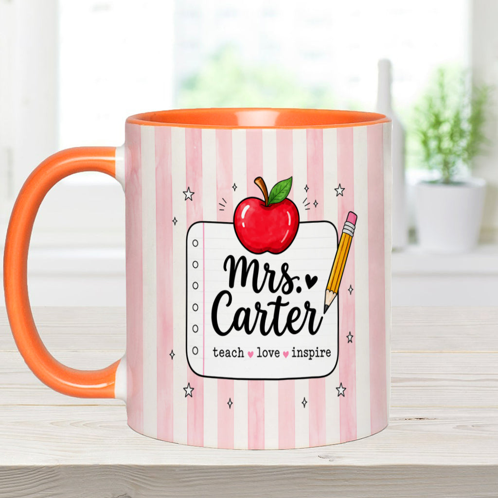 Back To School, Teacher Gift Idea - Personalized Teacher Accent Mug