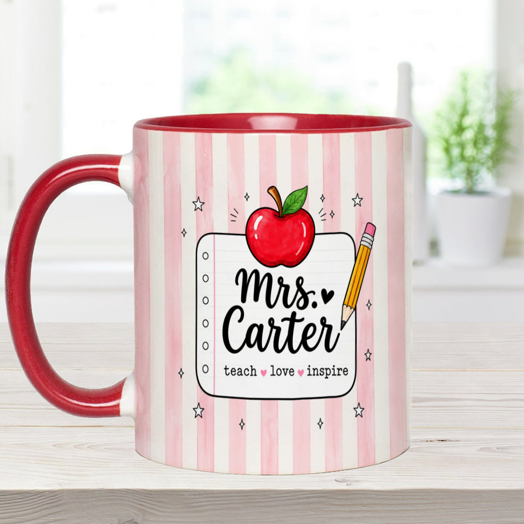 Back To School, Teacher Gift Idea - Personalized Teacher Accent Mug