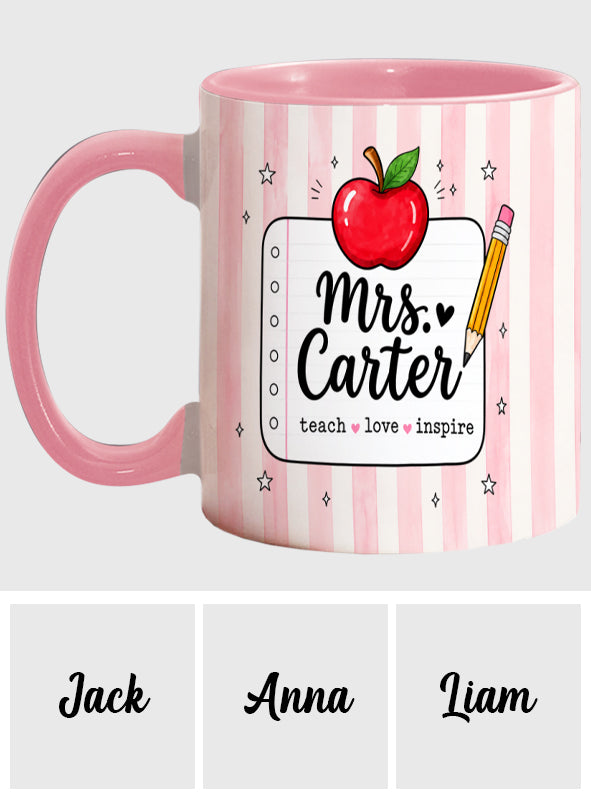 Back To School, Teacher Gift Idea - Personalized Teacher Accent Mug