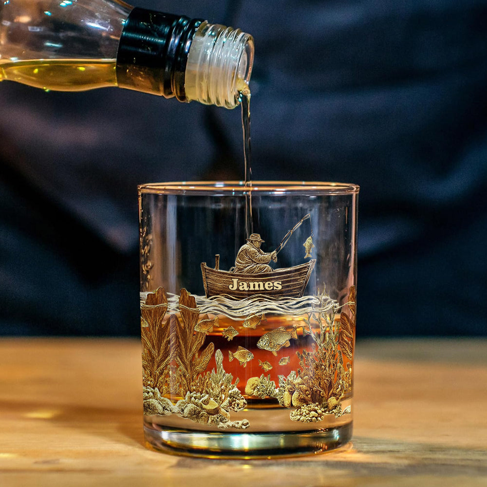Personalisiertes Whiskyflaschen- und Glas-Set für Angler – Personalisiertes Whisky-Dekanter-Set für Angler