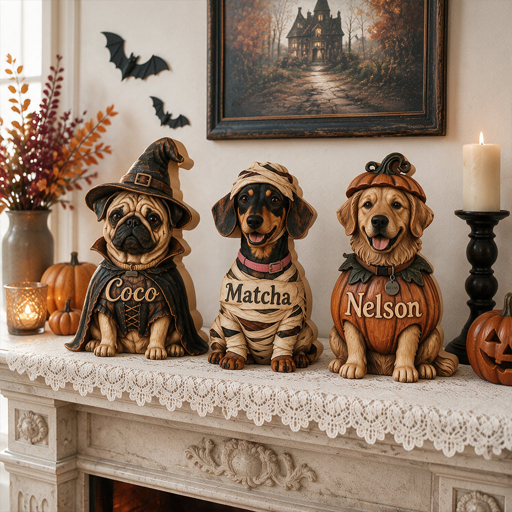 Des horreurs dans cette maison - Plaque en bois personnalisée en forme de chien