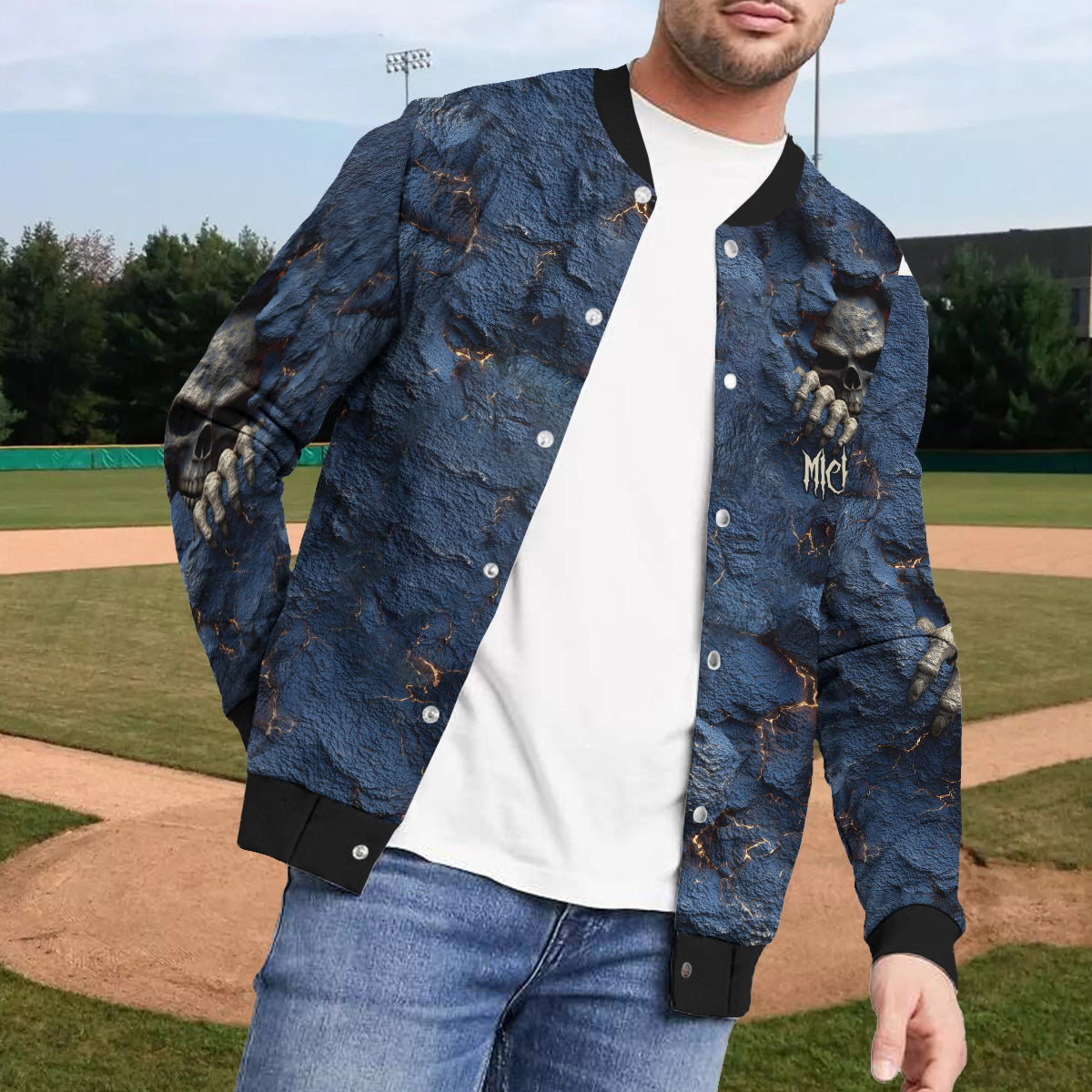 Veste universitaire personnalisée à motif crâne cool