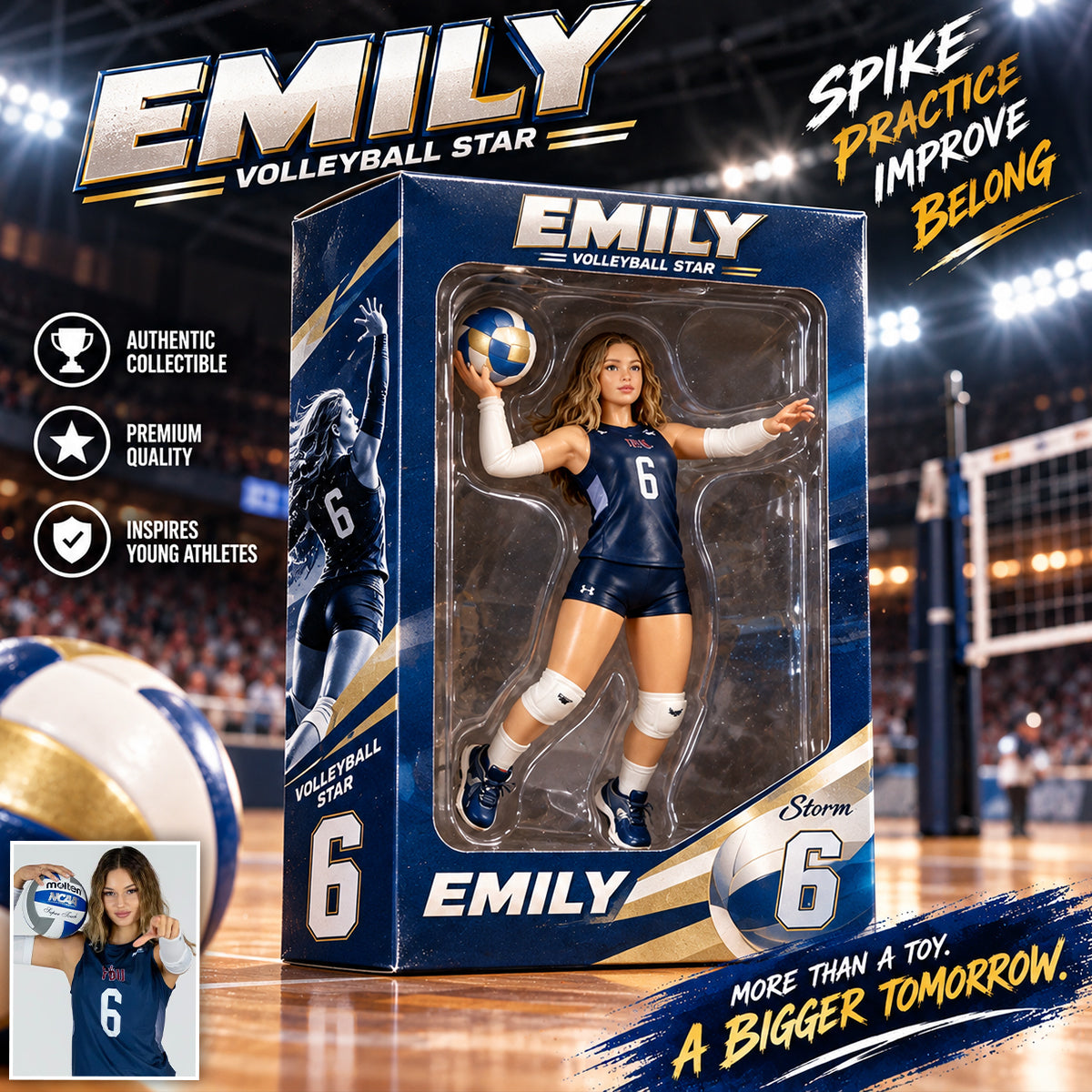 Tout Sport, Toute Photo - Boîte d'Affichage Acrylique Personnalisée pour Volleyball