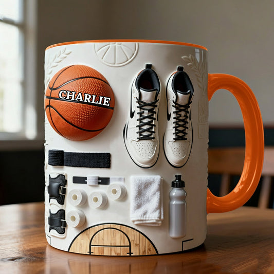 Liebe Basketball – Personalisierte Tasse und Untersetzer mit Basketballmotiv