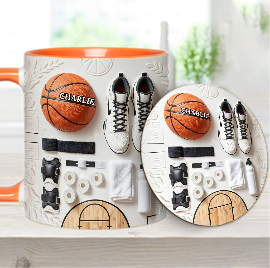 Liebe Basketball – Personalisierte Tasse und Untersetzer mit Basketballmotiv