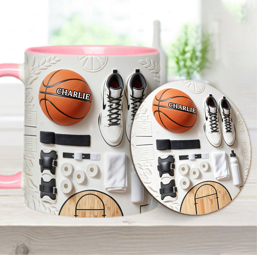 Liebe Basketball – Personalisierte Tasse und Untersetzer mit Basketballmotiv