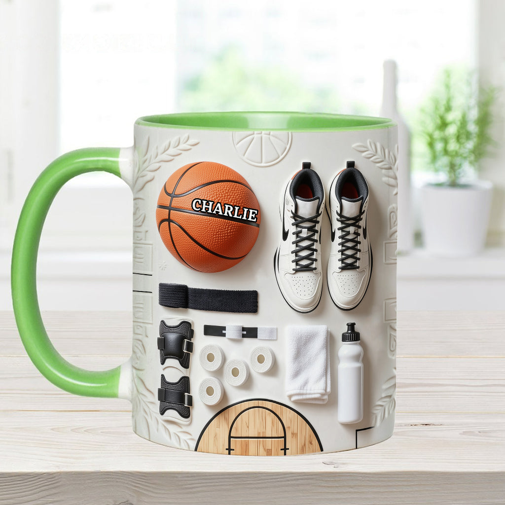 Liebe Basketball – Personalisierte Tasse und Untersetzer mit Basketballmotiv