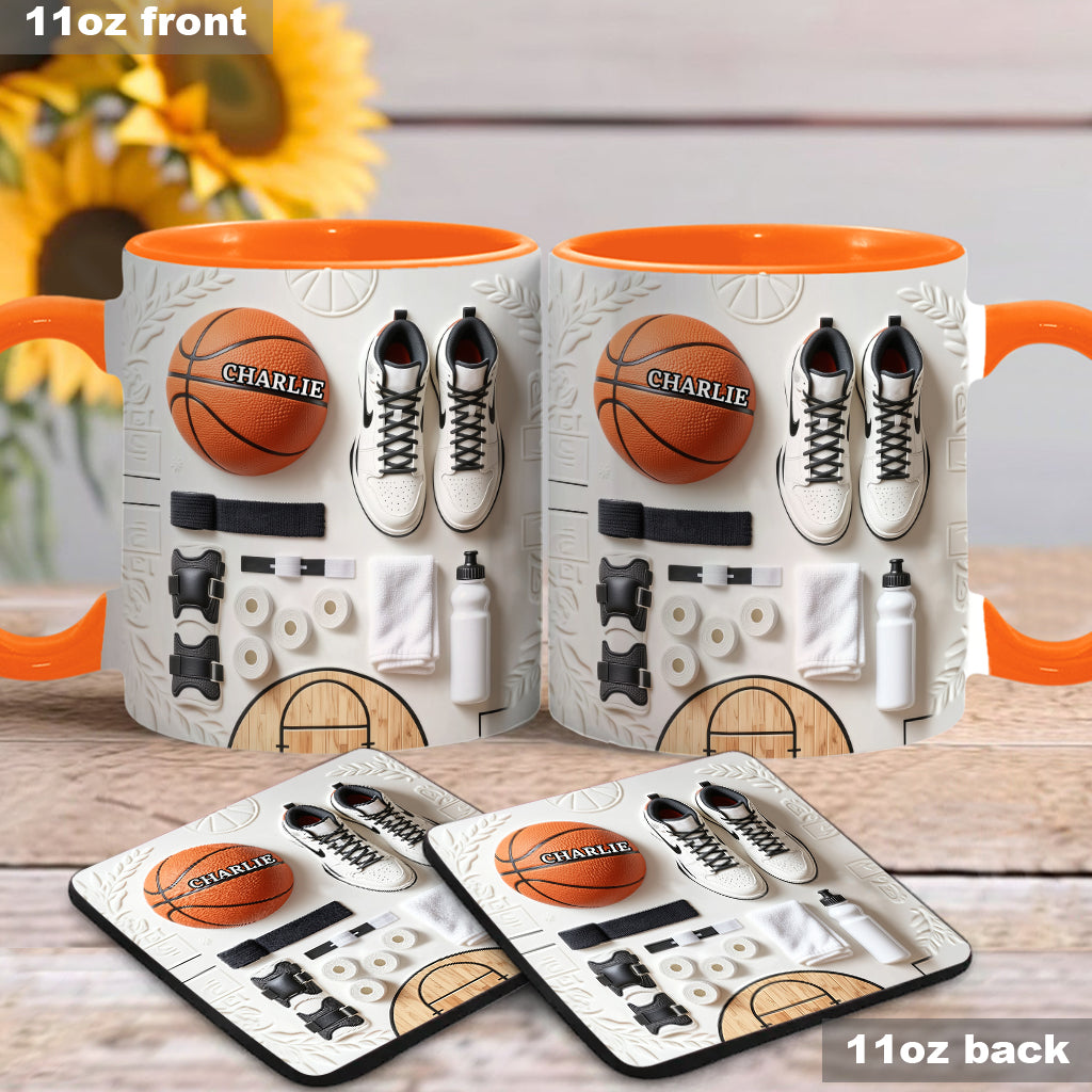 Liebe Basketball – Personalisierte Tasse und Untersetzer mit Basketballmotiv